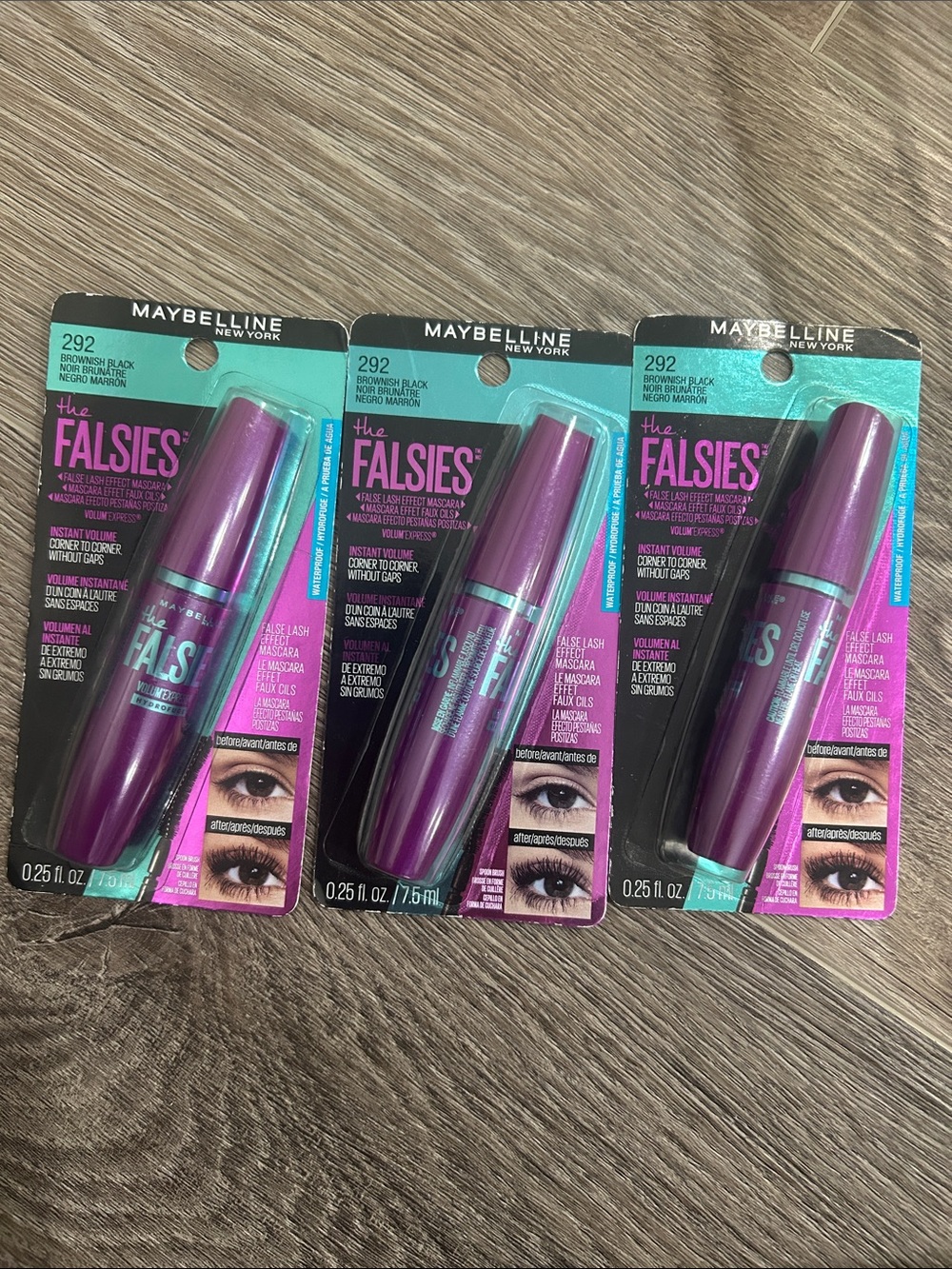 3X Maybelline The Falsies Waterproof Mascara # 292 Brownish Black